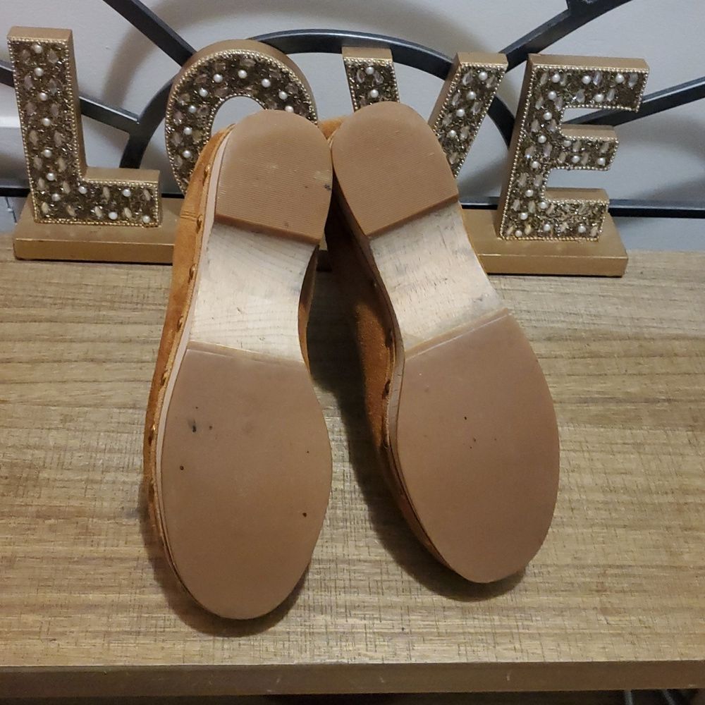 J. Crew Womens Suede Faux-fur Lined Wooden Clog Platform Chelsea Boots Sz 6 Boho - Picture 11 of 11